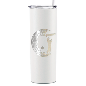 Personalized Golfer in Half Ball Laser Engraved on Stainless Steel Golf Tumbler