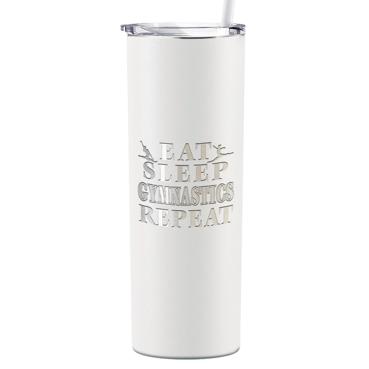 Eat Sleep Gymnastics Repeat Laser Engraved on Stainless Steel Gymnastics Tumbler