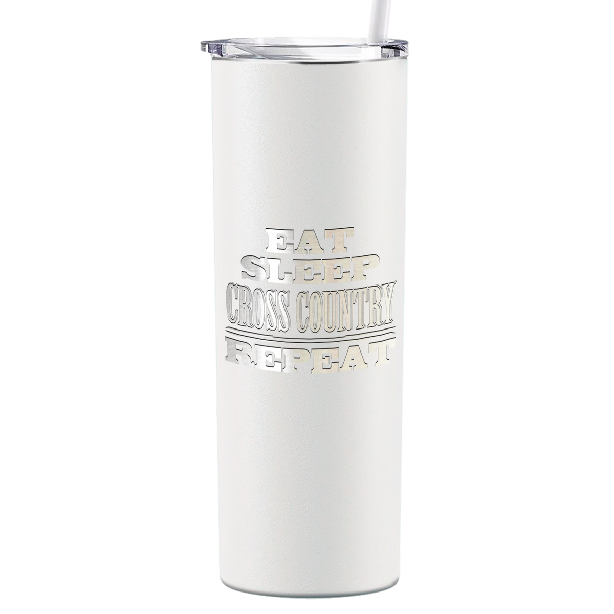 Eat Sleep Cross Country Repeat Laser Engraved on Stainless Steel Cross Country Tumbler