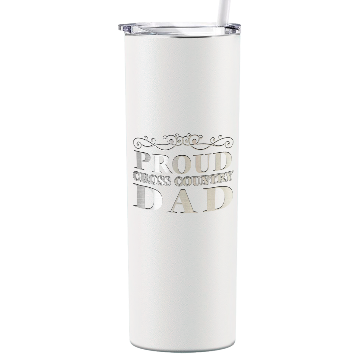 Proud Cross Country Dad Laser Engraved on Stainless Steel Cross Country Tumbler