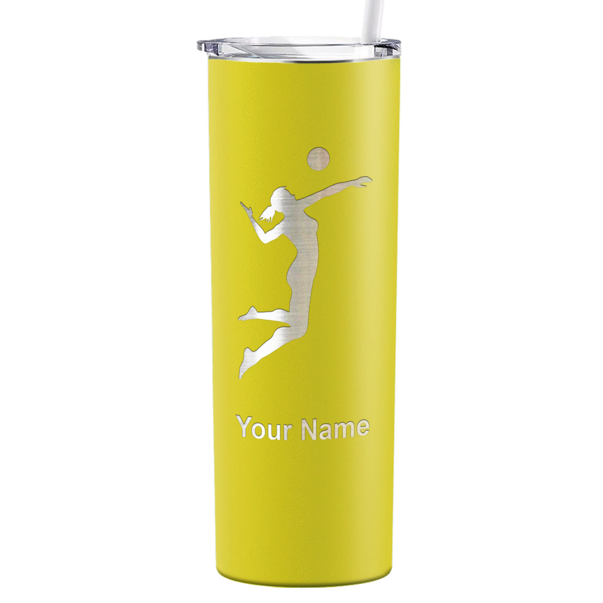 Personalized Volleyball Player Silhouette Laser Engraved on Stainless Steel Volleyball Tumbler
