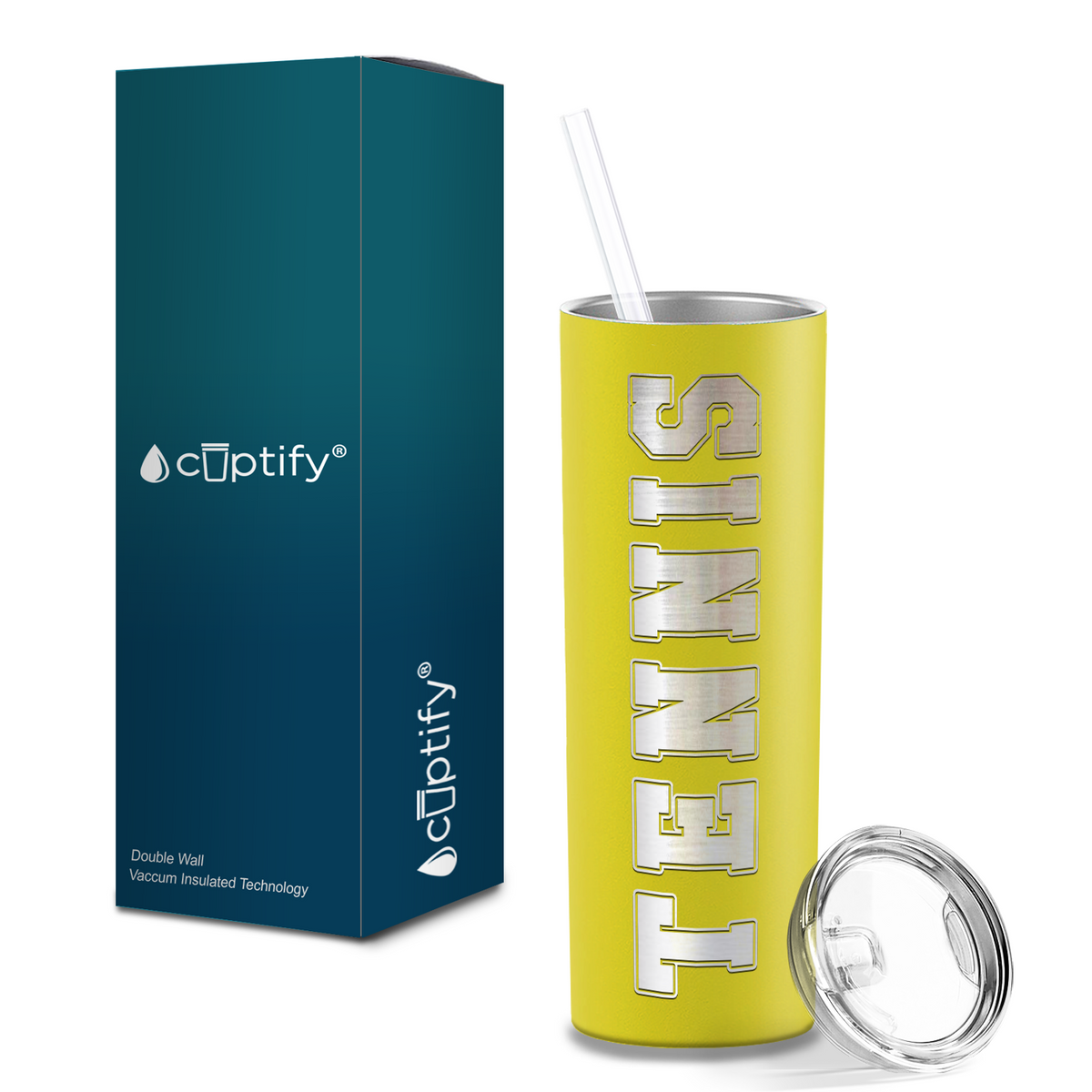 Tennis Laser Engraved on Stainless Steel Tennis Tumbler