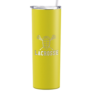 Lacrosse Mask and Sticks Laser Engraved on Stainless Steel Lacrosse Tumbler