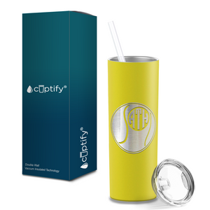 Personalized Monogrammed Tennis Ball Laser Engraved on Stainless Steel Tennis Tumbler