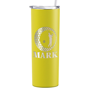 Personalized Golfer in Ball Laser Engraved on Stainless Steel Golf Tumbler