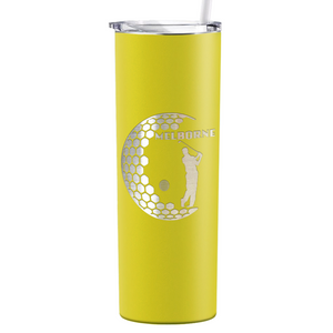 Personalized Golfer in Half Ball Laser Engraved on Stainless Steel Golf Tumbler