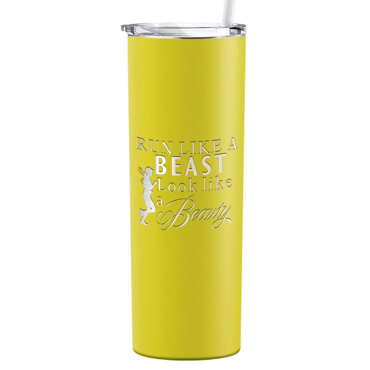Run Like a Beast Look Like a Beauty Laser Engraved on Stainless Steel Cross Country Tumbler