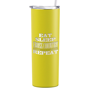 Eat Sleep Cross Country Repeat Laser Engraved on Stainless Steel Cross Country Tumbler
