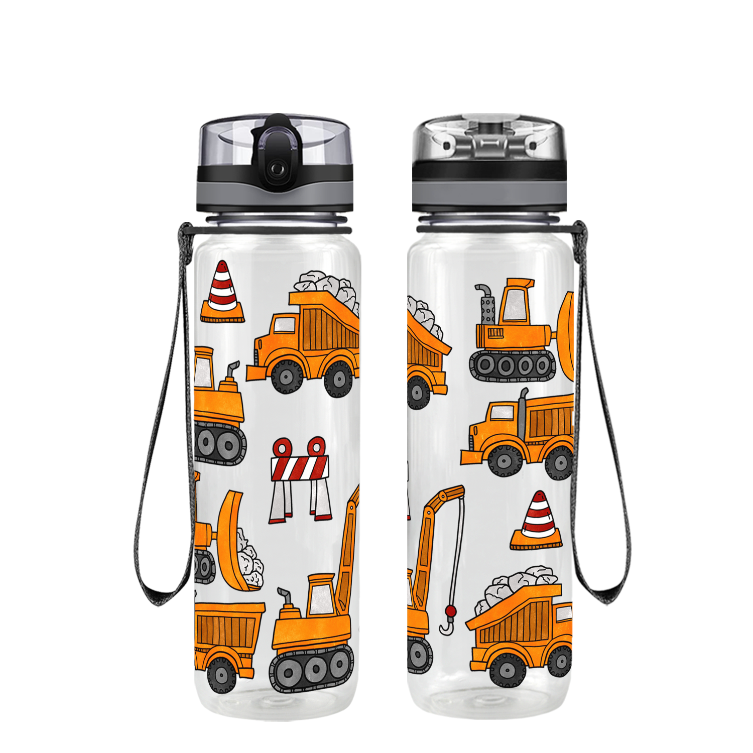 Toy Trucks on 20 oz Motivational Tracking Water Bottle