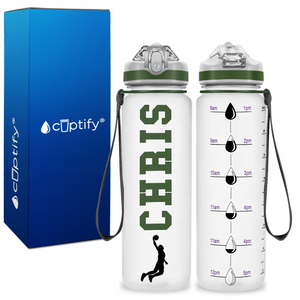 Personalized Male Basketball Player on 20 oz Motivational Tracking Water Bottle