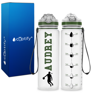 Personalized Female Basketball Player on 20 oz Motivational Tracking Water Bottle