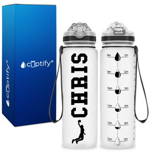 Personalized Male Basketball Player on 20 oz Motivational Tracking Water Bottle