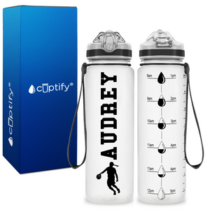 Personalized Female Basketball Player on 20 oz Motivational Tracking Water Bottle