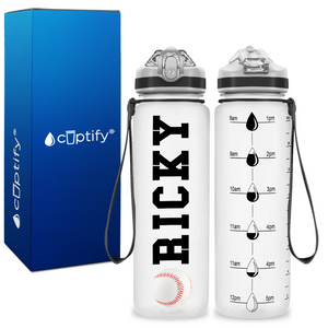 Personalized Baseball on 20 oz Motivational Tracking Water Bottle