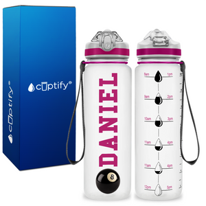 Personalized Billiards on 20 oz Motivational Tracking Water Bottle