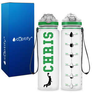 Personalized Male Basketball Player on 20 oz Motivational Tracking Water Bottle