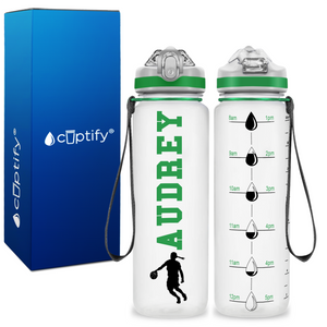 Personalized Female Basketball Player on 20 oz Motivational Tracking Water Bottle