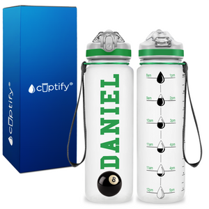 Personalized Billiards on 20 oz Motivational Tracking Water Bottle