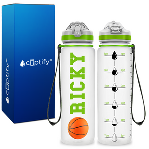 Personalized Basketball on 20 oz Motivational Tracking Water Bottle