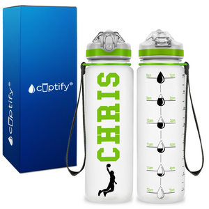 Personalized Male Basketball Player on 20 oz Motivational Tracking Water Bottle