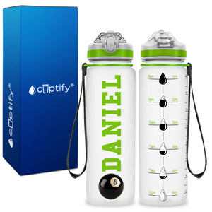 Personalized Billiards on 20 oz Motivational Tracking Water Bottle