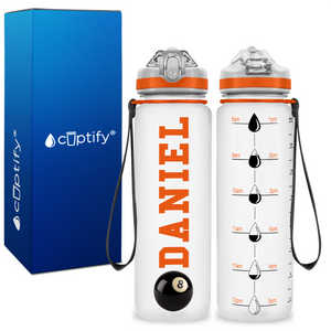 Personalized Billiards on 20 oz Motivational Tracking Water Bottle