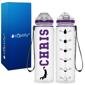 Personalized Male Basketball Player on 20 oz Motivational Tracking Water Bottle