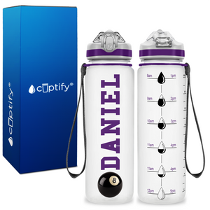 Personalized Billiards on 20 oz Motivational Tracking Water Bottle