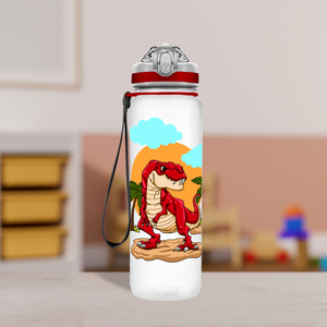 Red T-Rex Dinosaur Personalized Kids Bottle with Straw 20oz Tritan™ Water Bottle