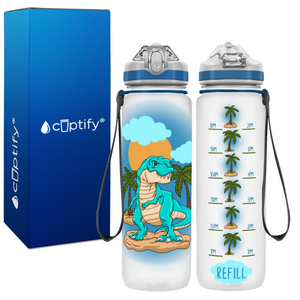 Blue T-Rex Dinosaur Personalized Kids Bottle