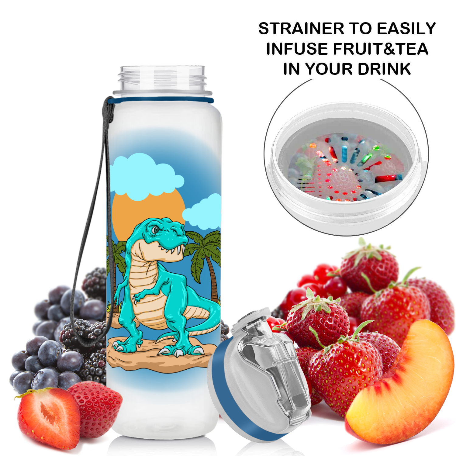 Live Infinitely 20oz Kids Water Bottle with Easy Sip Straw - Dinosaur