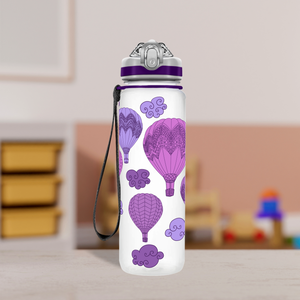 Purple Hot Air Balloon Personalized Kids Bottle with Straw 20oz Tritan™ Water Bottle