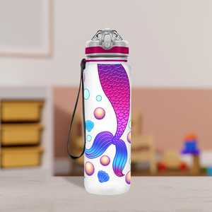 Colorful Mermaid Tail Personalized Kids Bottle with Straw 20oz Tritan™ Water Bottle