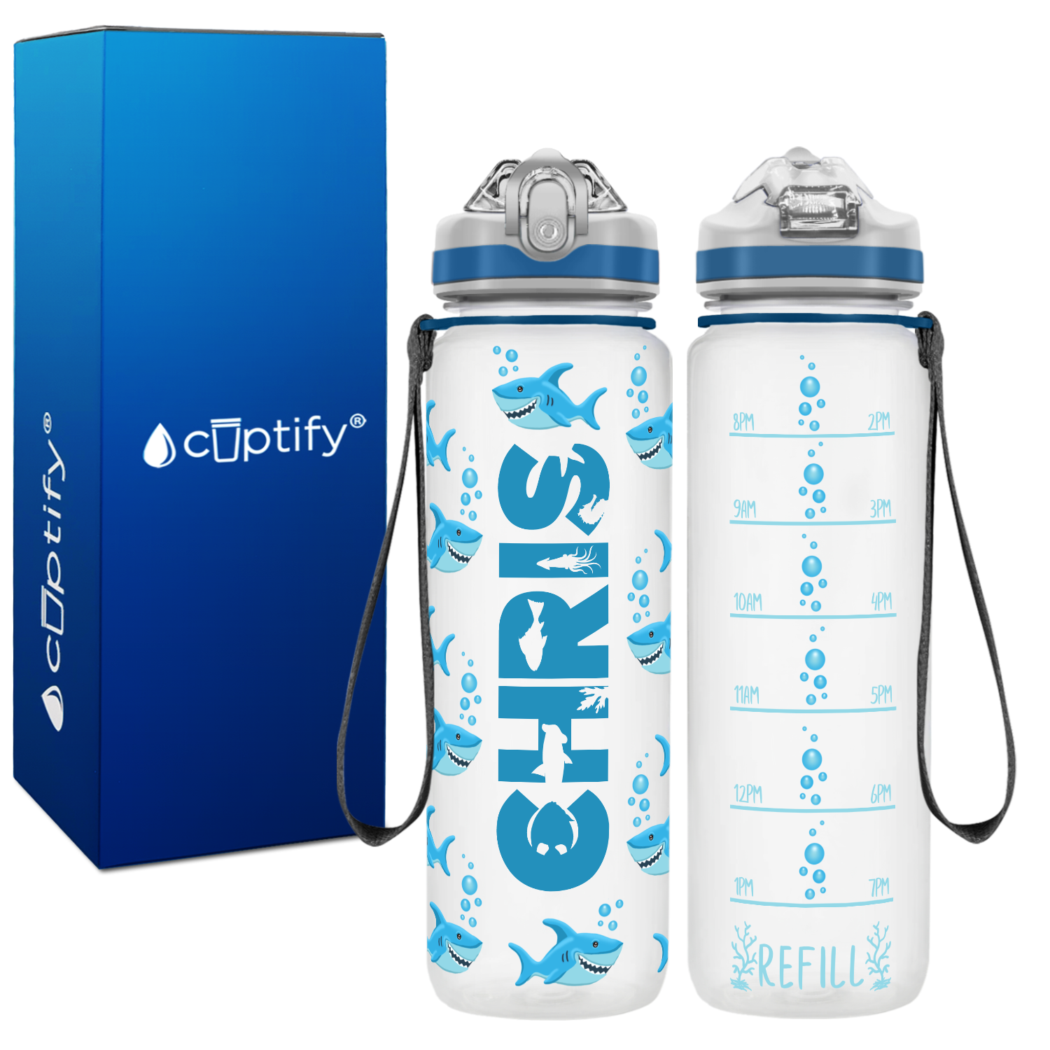 Smiling Sharks Personalized Kids Bottle