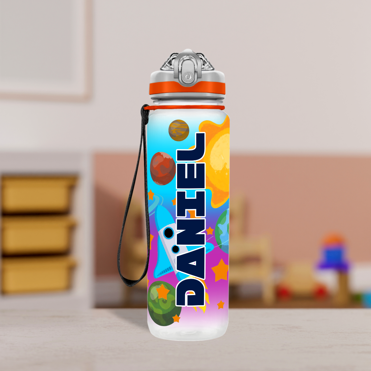 Personalised Custom Children's Water Bottle Flip Straw Button