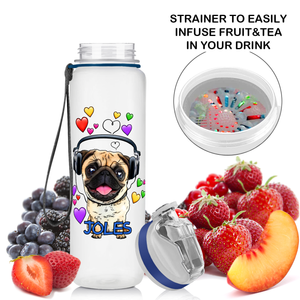 Cute Pug Hearts Tail Kids Bottle