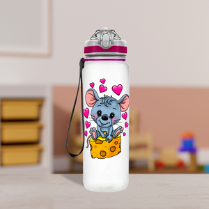 Cute Mouse Cheese Personalized Kids Bottle with Straw 20oz Tritan™ Water Bottle