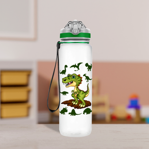 Green Dinosaurs Personalized Kids Bottle with Straw 20oz Tritan™ Water Bottle