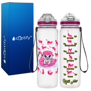 Cute Pink Cat Swim Personalized Kids Bottle