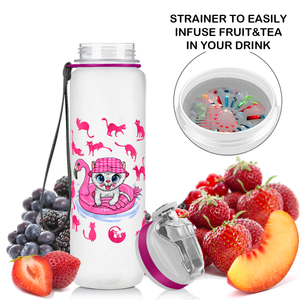 Cute Pink Cat Swim Tail Kids Bottle