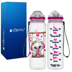 Cute Cat on a Swing Personalized Kids Bottle