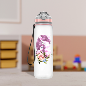 Cute Unicorn Flower Personalized Kids Bottle with Straw 20oz Tritan™ Water Bottle