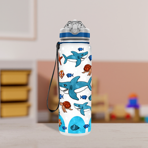 Sharks Smile Personalized Kids Bottle with Straw 20oz Tritan™ Water Bottle