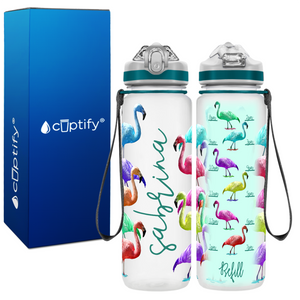 Colorful Flamingos Personalized Kids Bottle