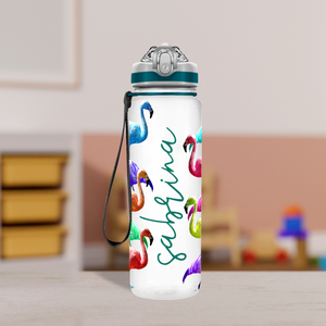 Colorful Flamingos Personalized Kids Bottle with Straw 20oz Tritan™ Water Bottle