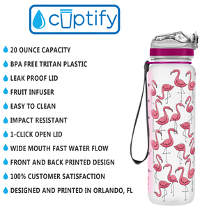 Pink Flamingos Personalized Kids Bottle with Straw 20oz Tritan™ Water Bottle