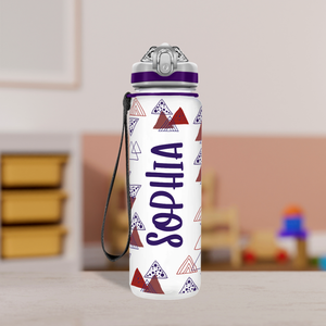 Triangles Abstract Personalized Kids Bottle with Straw 20oz Tritan™ Water Bottle