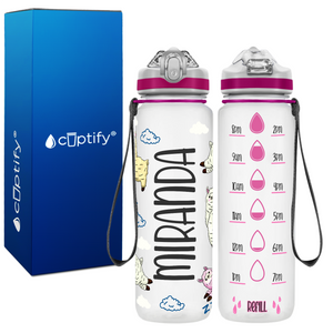 Cute Alpaca Clouds Personalized Kids Bottle