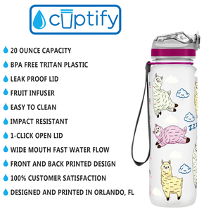 Cute Alpaca Clouds Personalized Kids Bottle with Straw 20oz Tritan™ Water Bottle