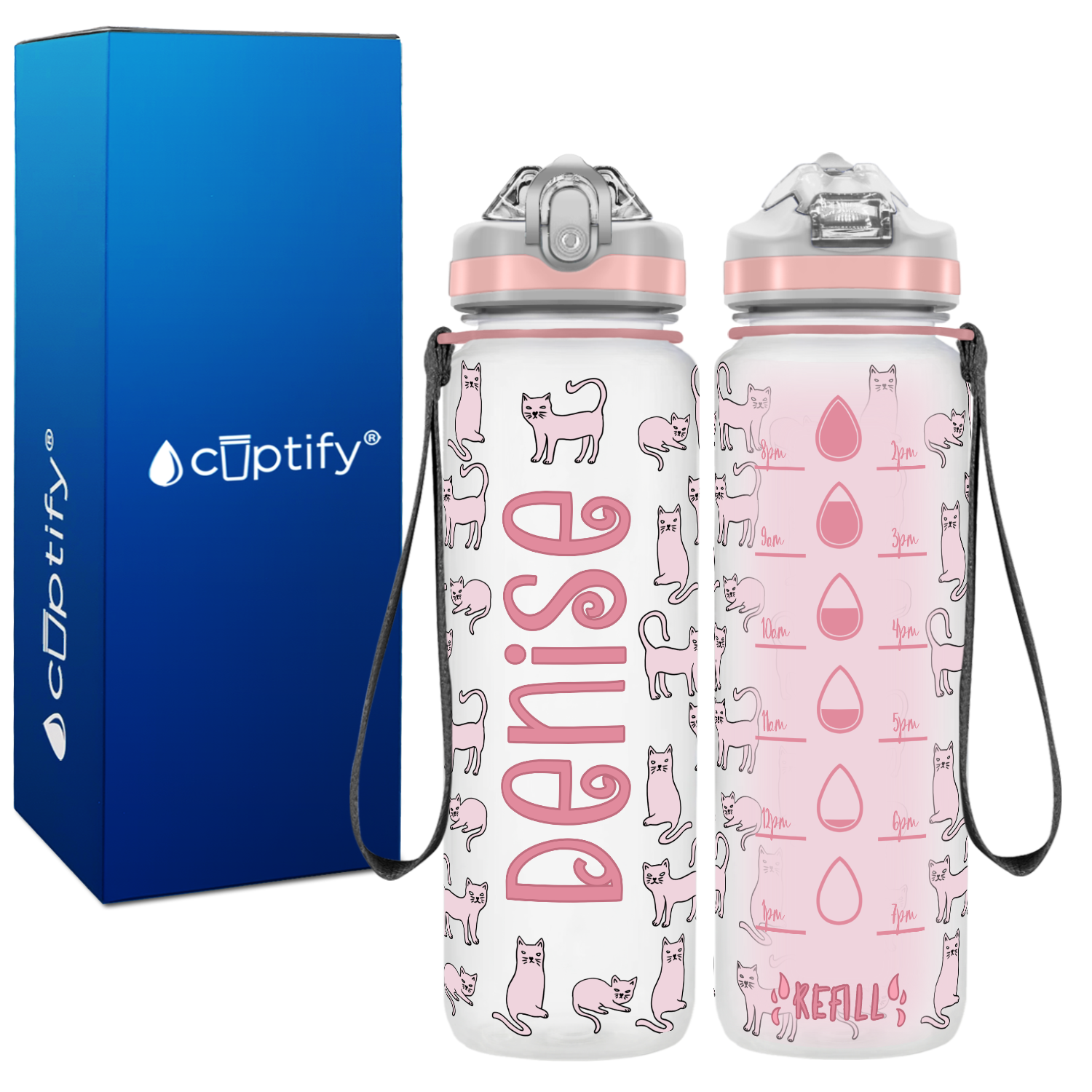 Cute Pink Cats Personalized Kids Bottle